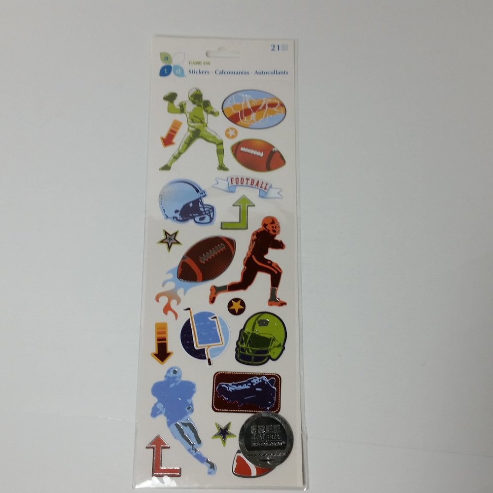 Football Sports Stickers Scrapbook 3 Sheets